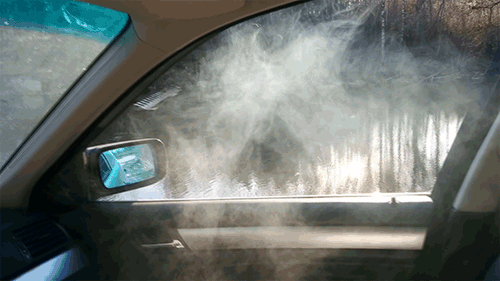 Cannabis smoke wafting through a car