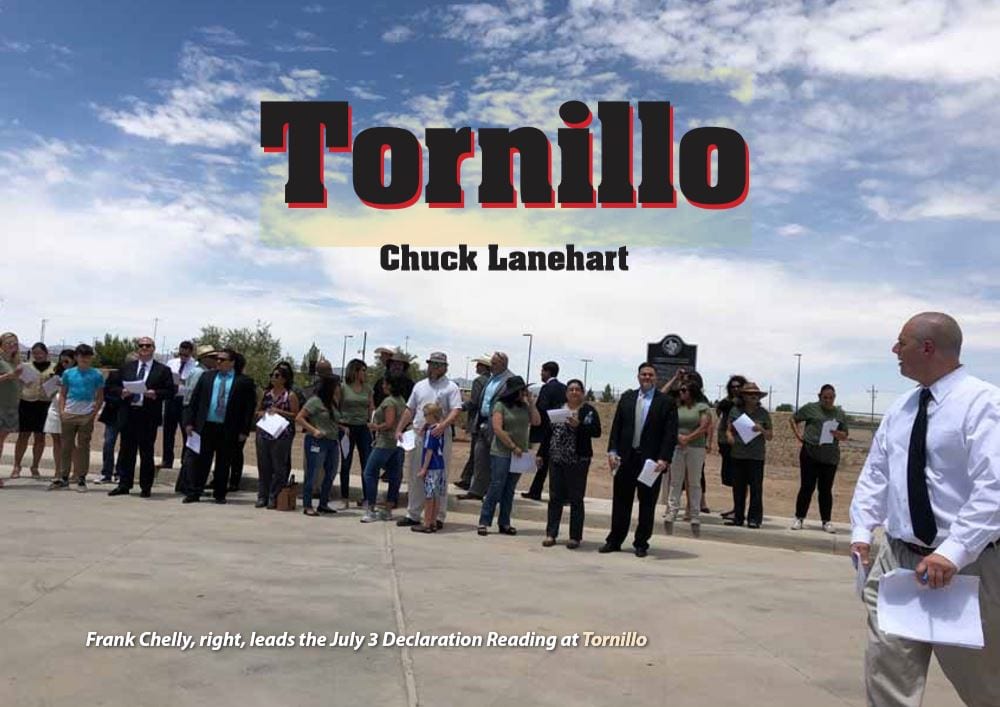 Frank Chelly leads the July 3 Declaration Reading at Tornillo-border town in El Paso County Texas United States