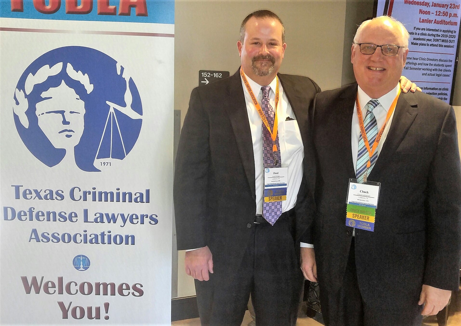 Chuck Lanehart and Fred Stangl standing together at Law Seminar